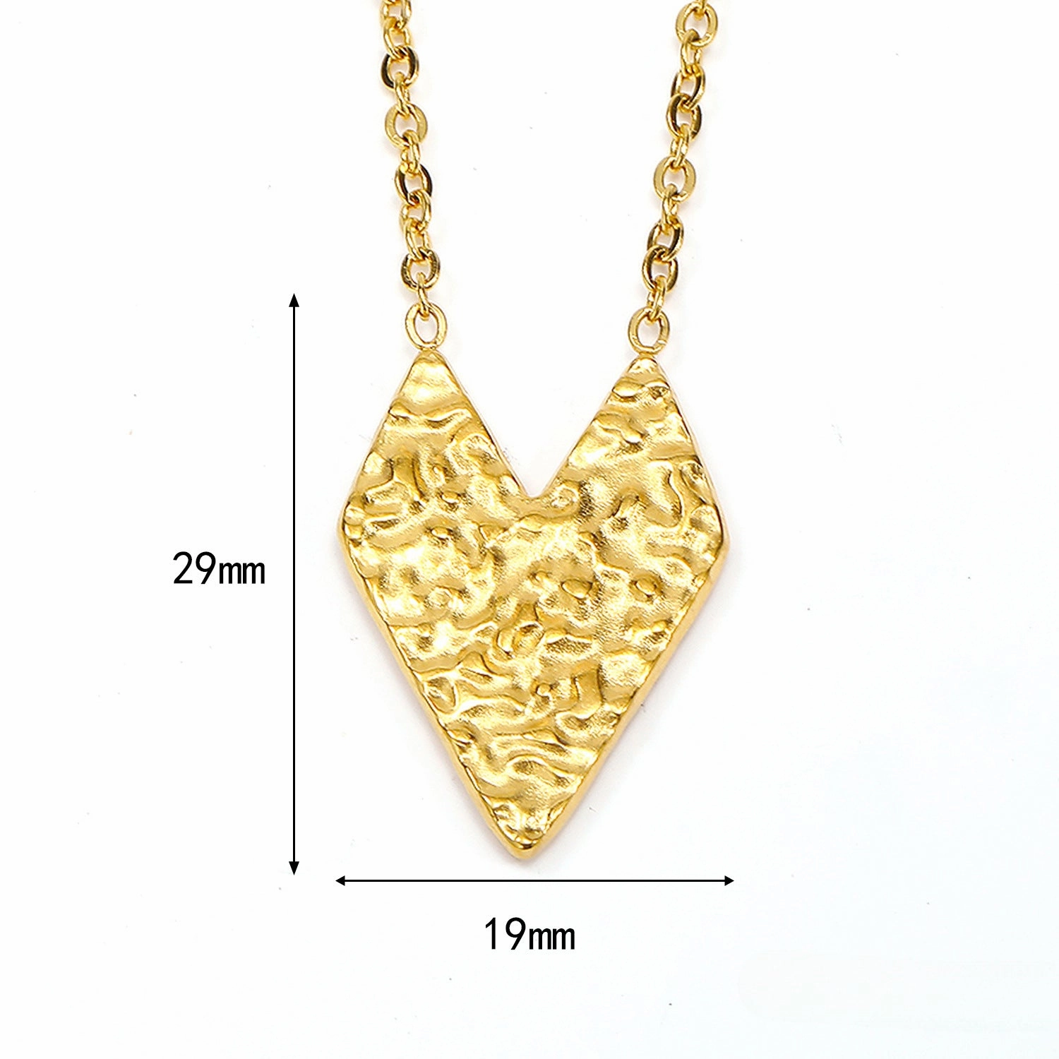 Wholesale 18K Gold Titanium Steel Hammered Heart Necklace