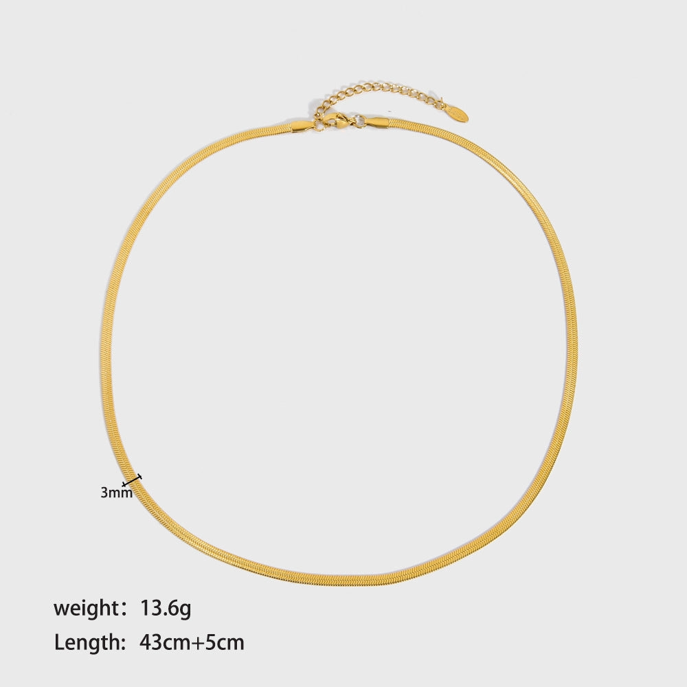 Wholesale 18K Gold Titanium Steel Twisted Ladies Temperament Versatile High-grade Flat Snake Bone Chain Necklaces