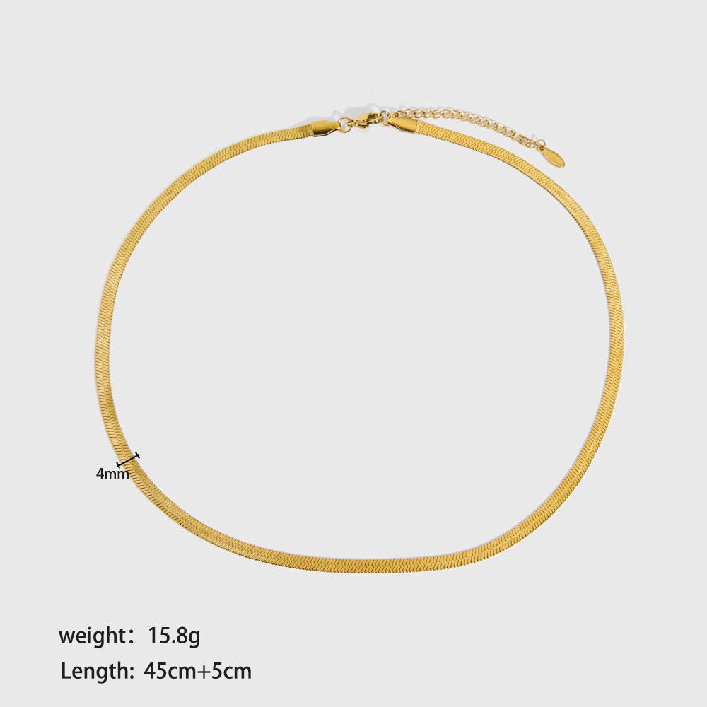 Wholesale 18K Gold Titanium Steel Twisted Ladies Temperament Versatile High-grade Flat Snake Bone Chain Necklaces