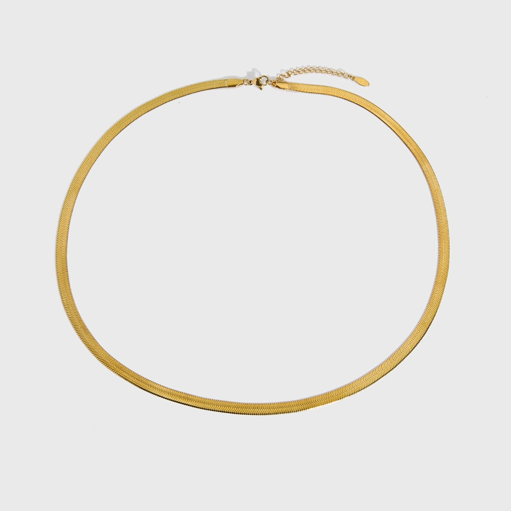 Wholesale 18K Gold Titanium Steel Twisted Ladies Temperament Versatile High-grade Flat Snake Bone Chain Necklaces