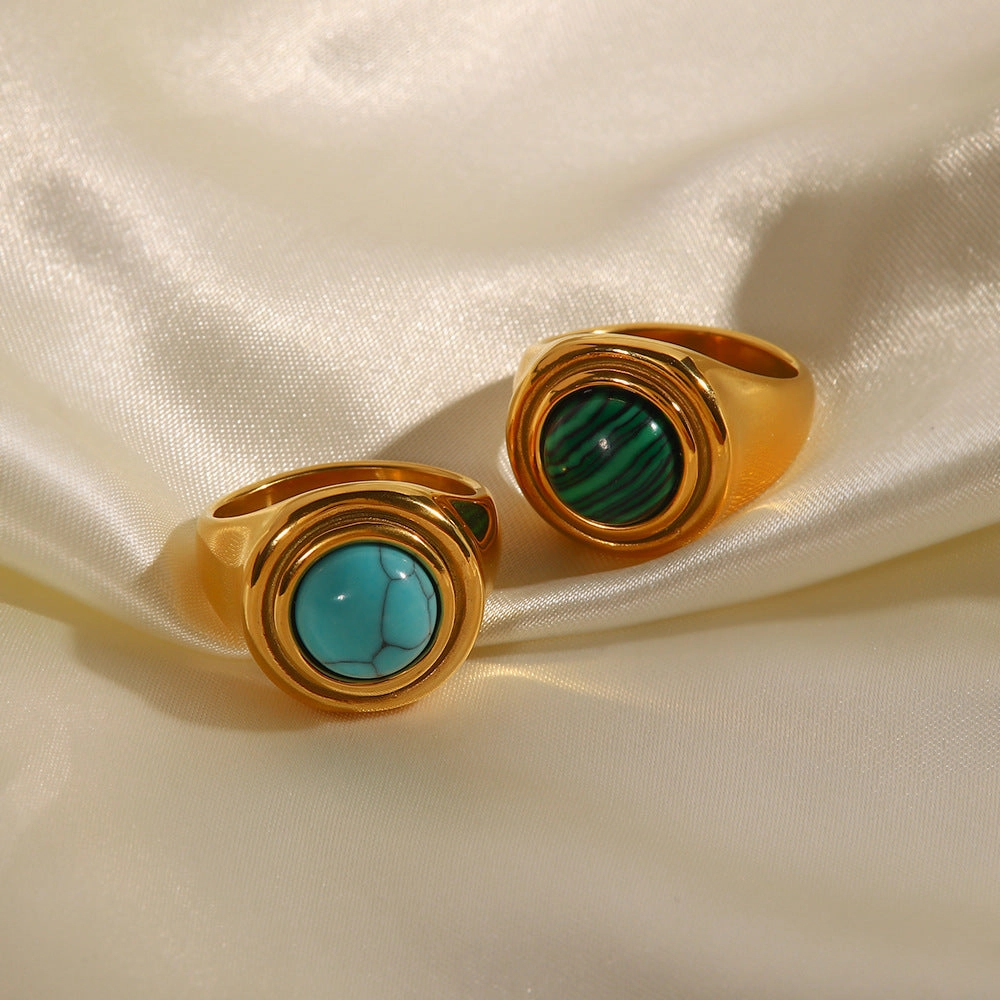 Wholesale 18K Gold Turquoise Stainless Steel Rings