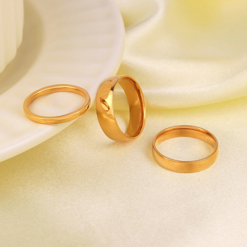Wholesale 18K Plated Ring Surface Glossy Plain Ring Simple Style Titanium Steel Ring