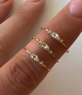 Wholesale 18k Real Gold Plated Titanium Steel Small Zircon Thin Ring