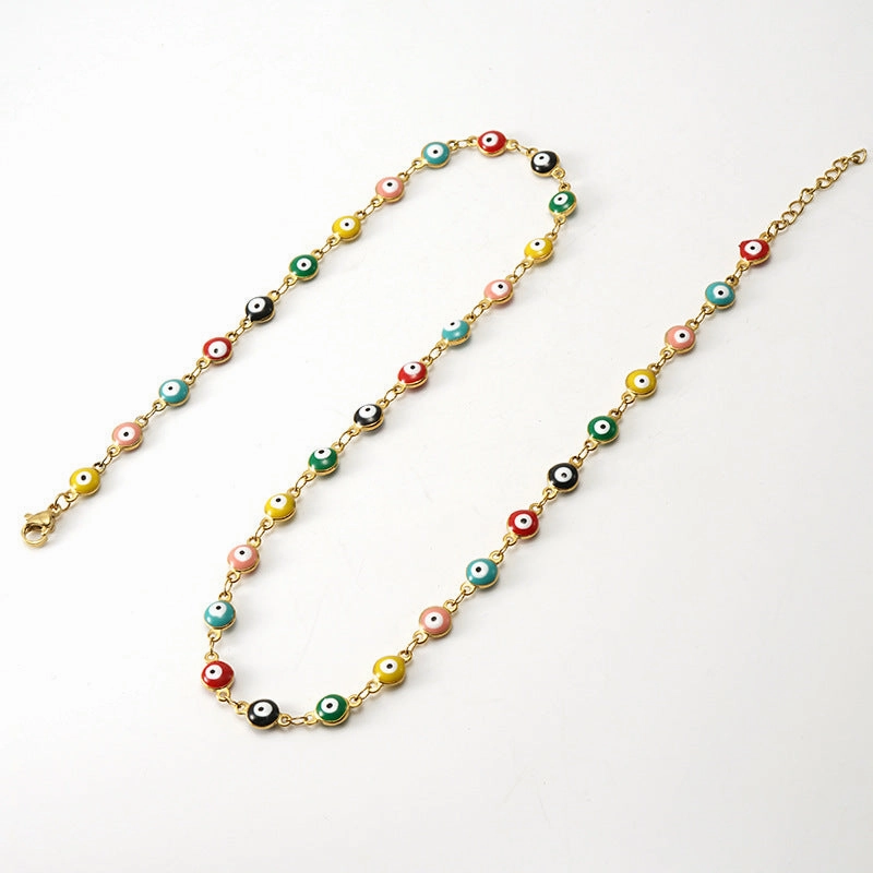 Wholesale 18K Stainless Steel Bohemian Color Block Necklace OLY-NE-ZY003