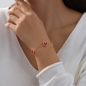 Wholesale 1 Fashion Simple Design Sense Red Metal Phnom Penh Love Cute Peach Heart Lady Bracelet