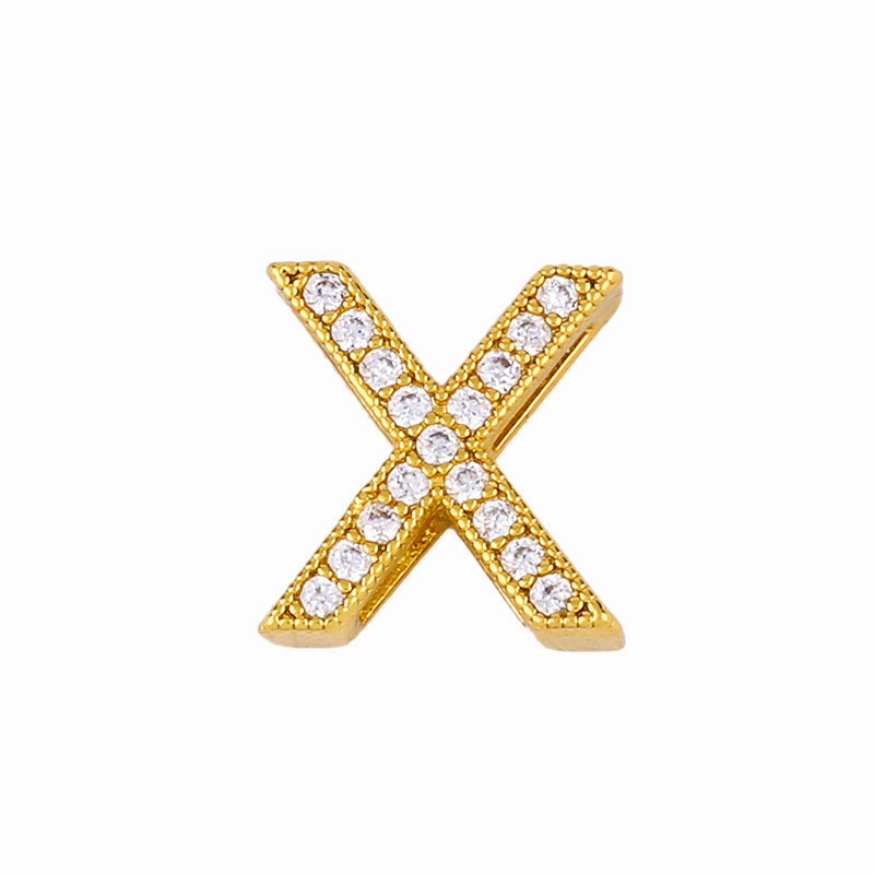 Wholesale 26 English Alphabets Gold-plated Necklaces with Diamonds