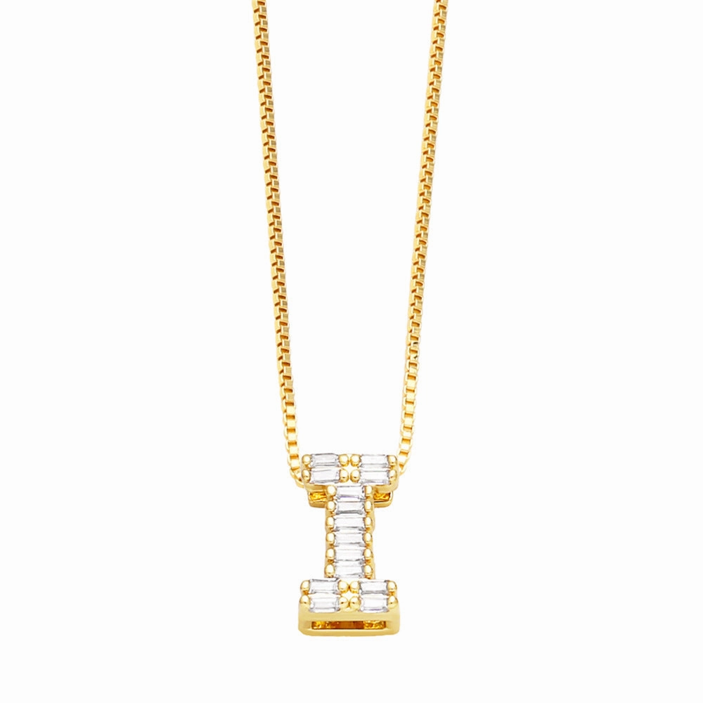 Wholesale 26 English Letters Pendant Full Diamond Zircon Gold Plated Necklaces
