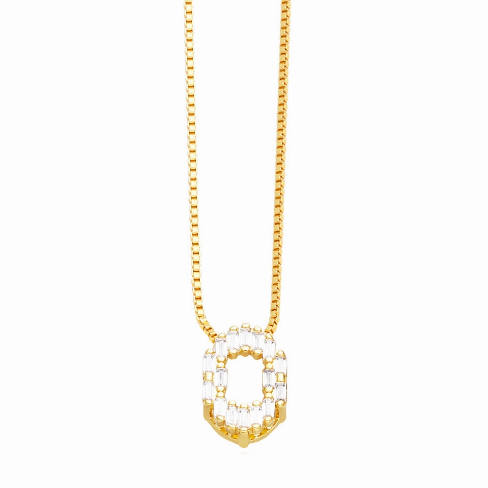 Wholesale 26 English Letters Pendant Full Diamond Zircon Gold Plated Necklaces