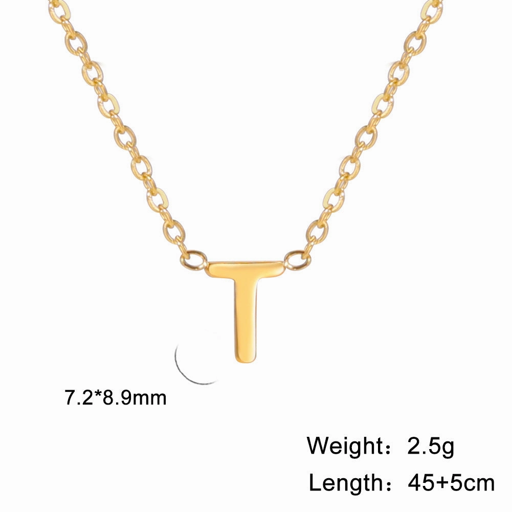 Wholesale 26 Letter 18k Genuine Gold Electroplating Non Fading Stainless Steel Necklace