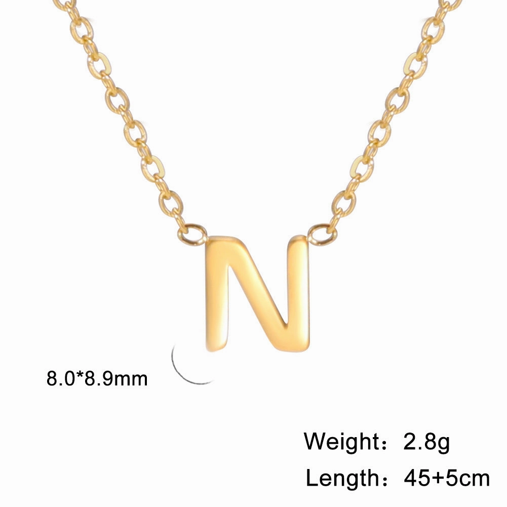 Wholesale 26 Letter 18k Genuine Gold Electroplating Non Fading Stainless Steel Necklace