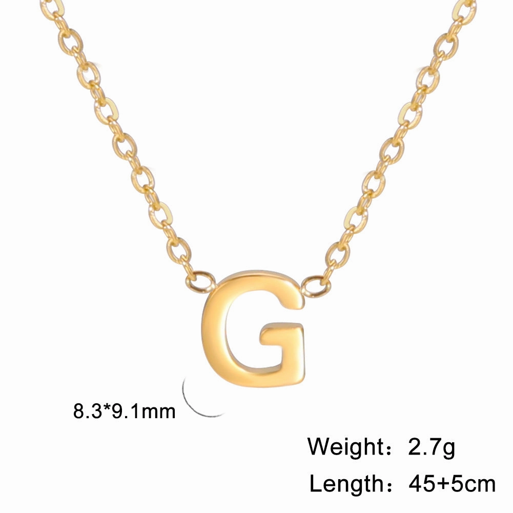 Wholesale 26 Letter 18k Genuine Gold Electroplating Non Fading Stainless Steel Necklace