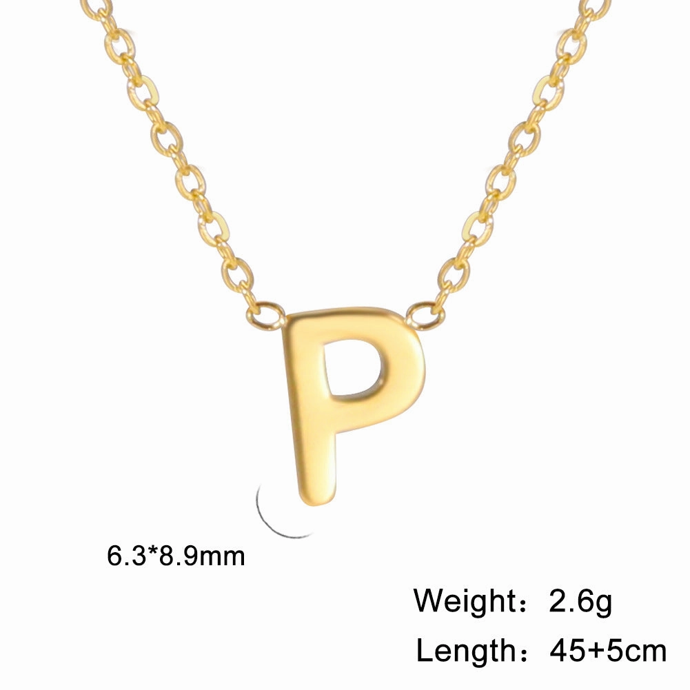 Wholesale 26 Letter 18k Genuine Gold Electroplating Non Fading Stainless Steel Necklace