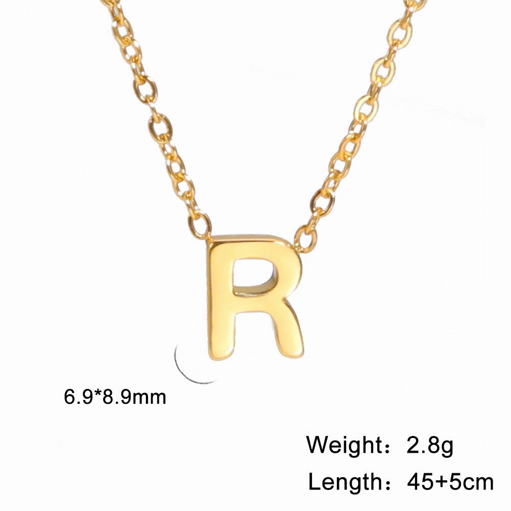 Wholesale 26 Letter 18k Genuine Gold Electroplating Non Fading Stainless Steel Necklace