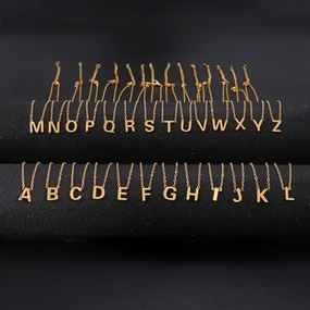 Wholesale 26 Letter 18k Genuine Gold Electroplating Non Fading Stainless Steel Necklace