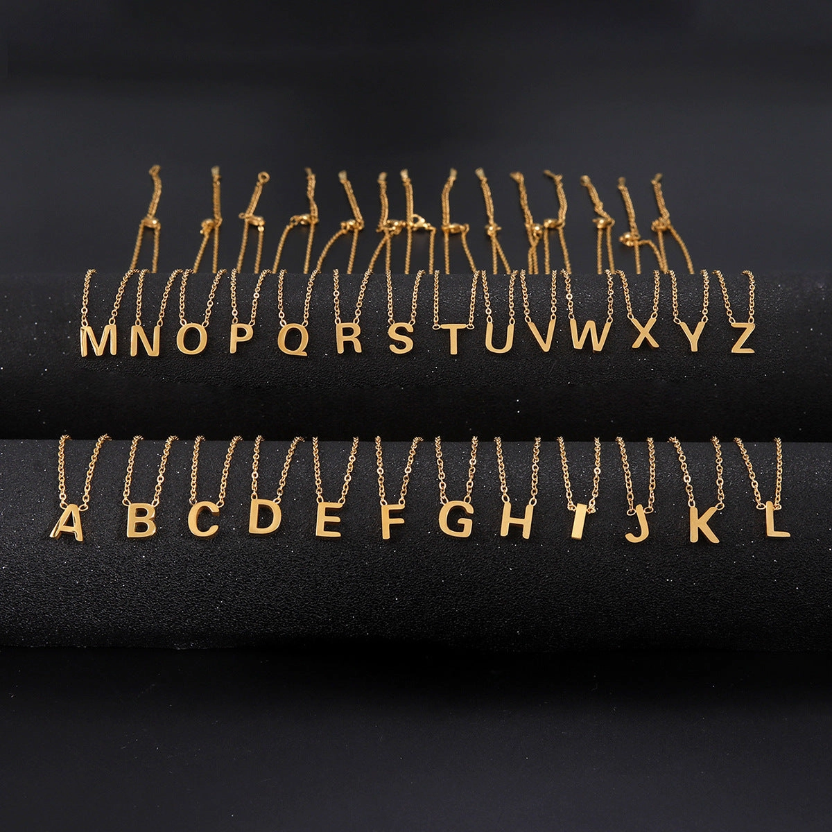 Wholesale 26 Letter 18k Genuine Gold Electroplating Non Fading Stainless Steel Necklace