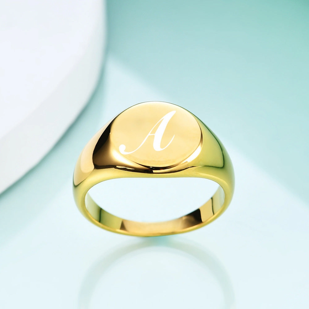 Wholesale 26 Letters 12MM 18K Gold Round Ring
