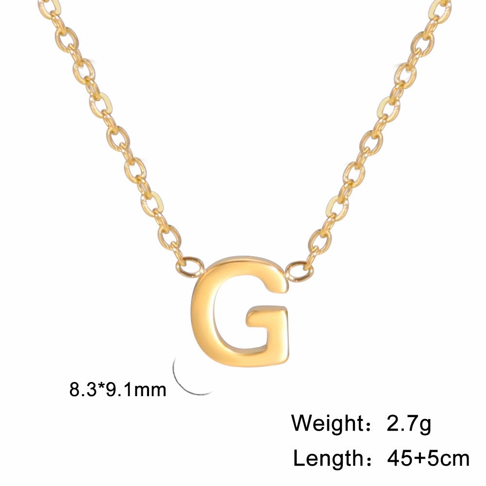 Wholesale 26 Letters Gold 18k Real Gold Electroplated 304 Stainless Steel Necklace