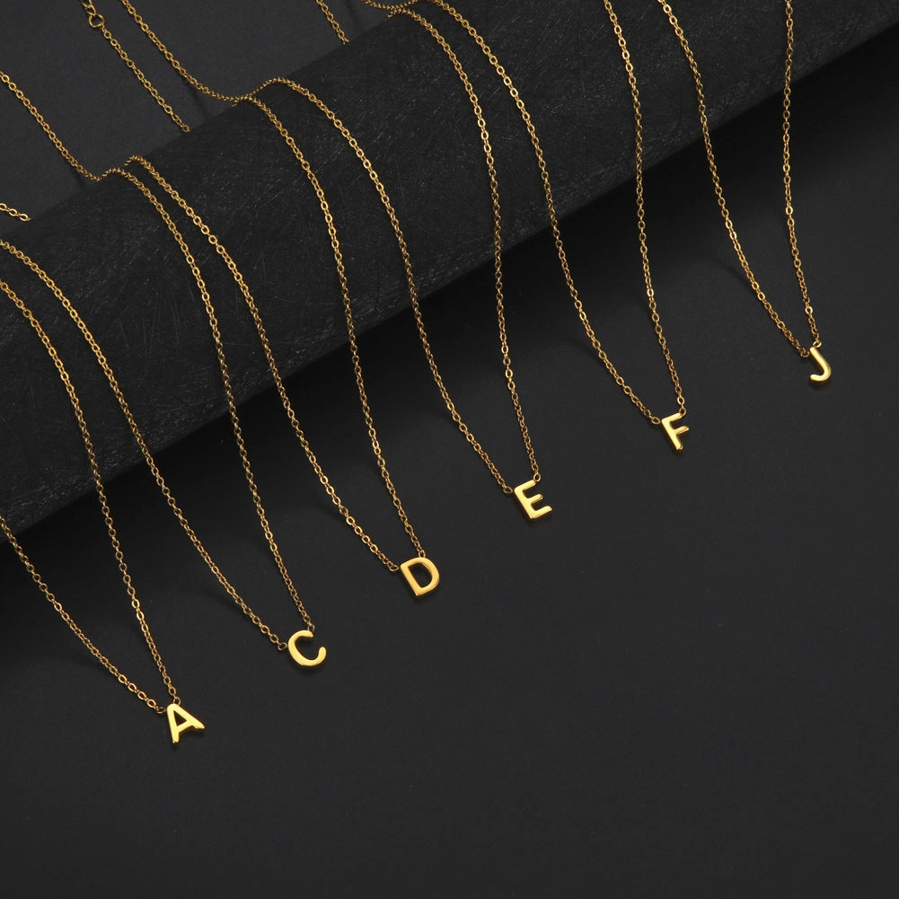 Wholesale 26 Letters Gold 18k Real Gold Electroplated 304 Stainless Steel Necklace