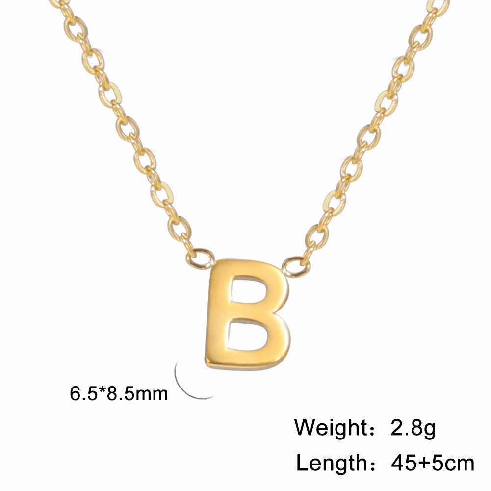 Wholesale 26 Letters Gold 18k Real Gold Electroplated 304 Stainless Steel Necklace
