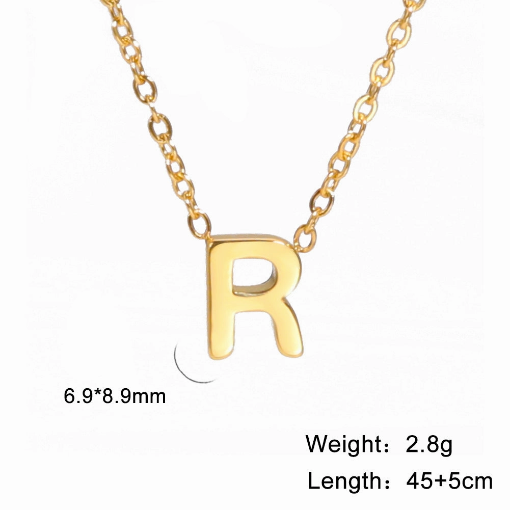 Wholesale 26 Letters Gold 18k Real Gold Electroplated 304 Stainless Steel Necklace