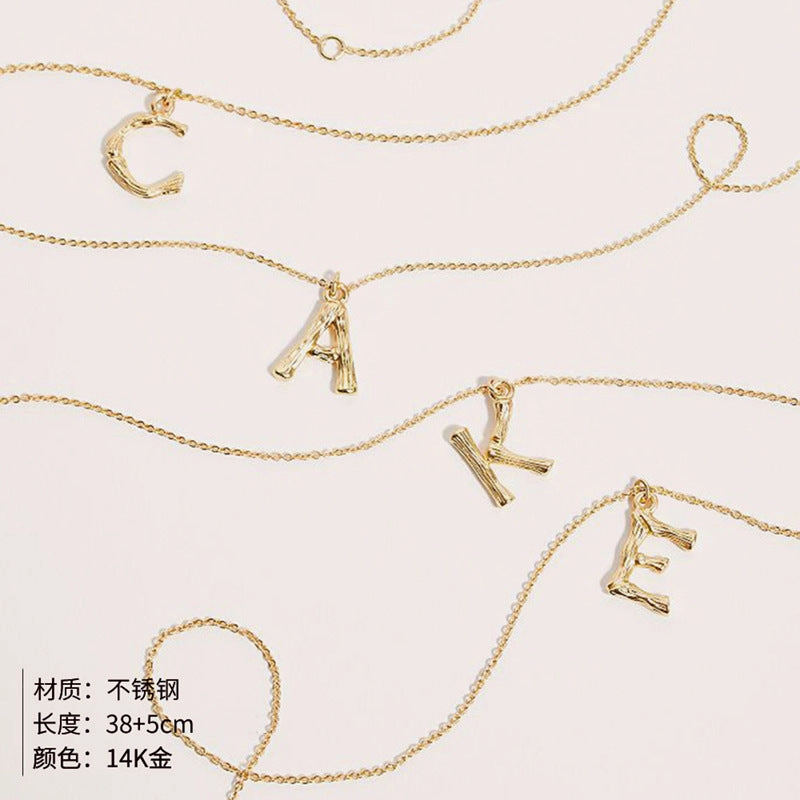 Wholesale 26 Letters Pendant Stainless Steel Gold Plated Necklaces