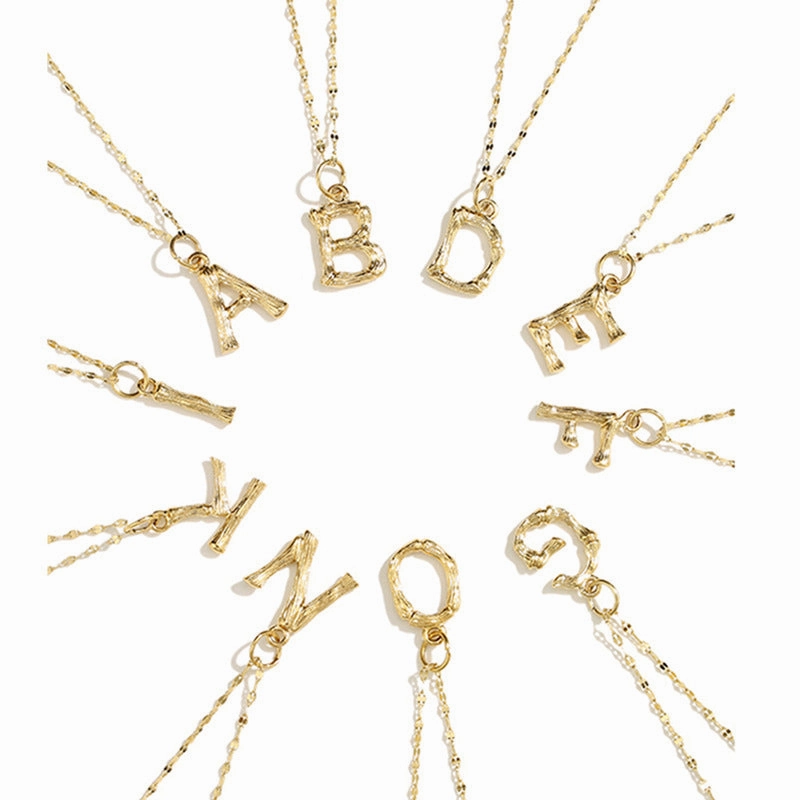 Wholesale 26 Letters Pendant Stainless Steel Gold Plated Necklaces