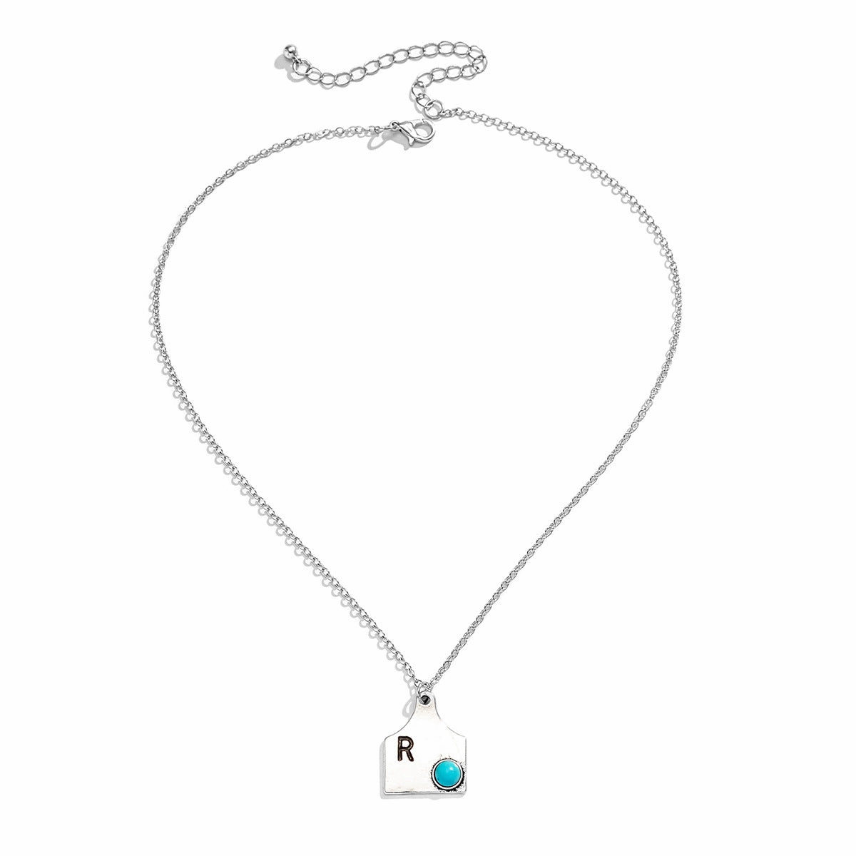 Wholesale 26 Letters Turquoise Alloy Necklace