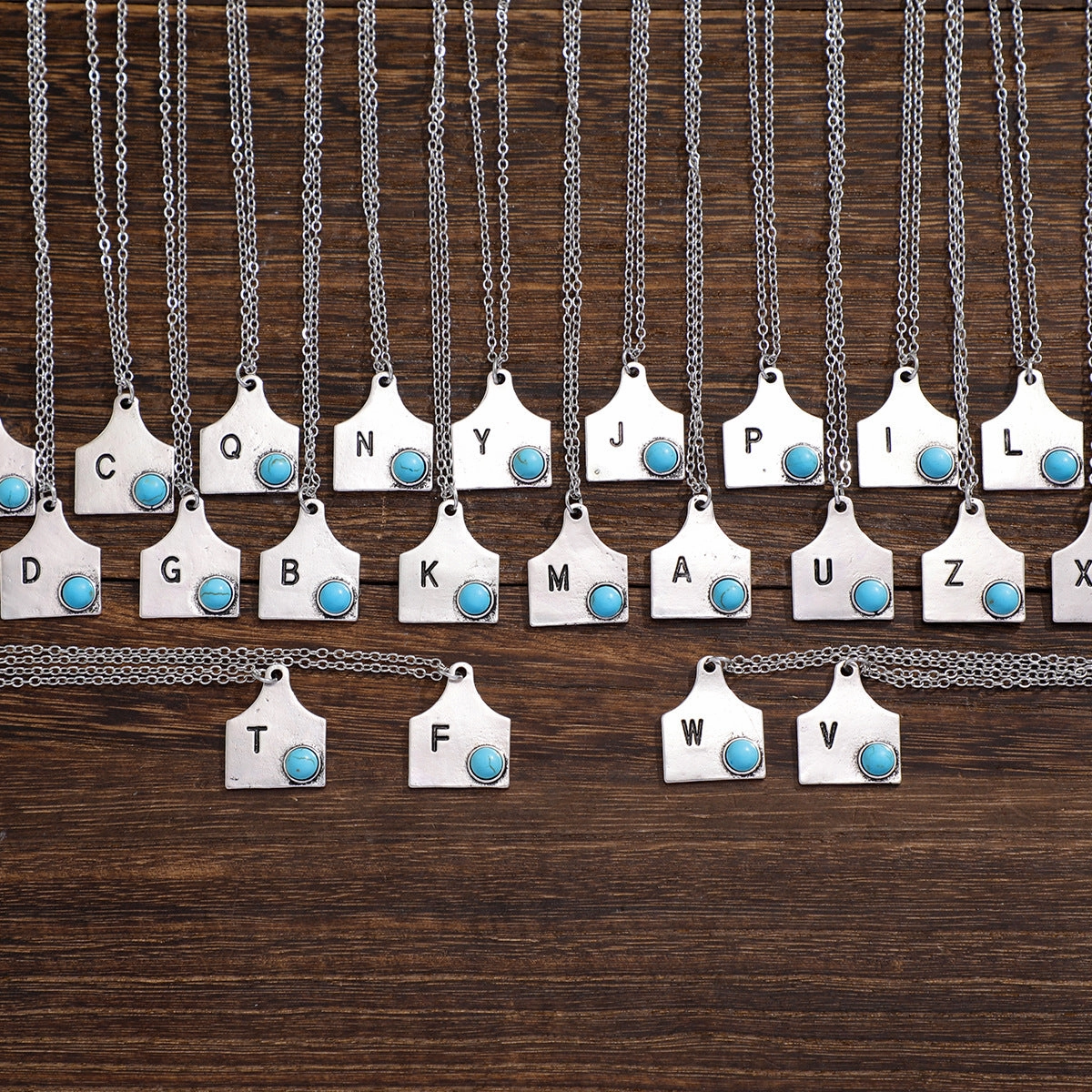 Wholesale 26 Letters Turquoise Alloy Necklace