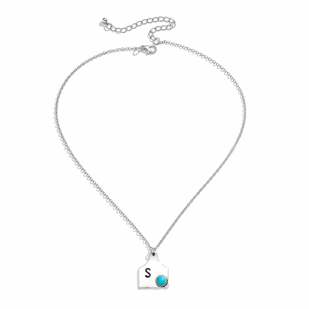 Wholesale 26 Letters Turquoise Alloy Necklace