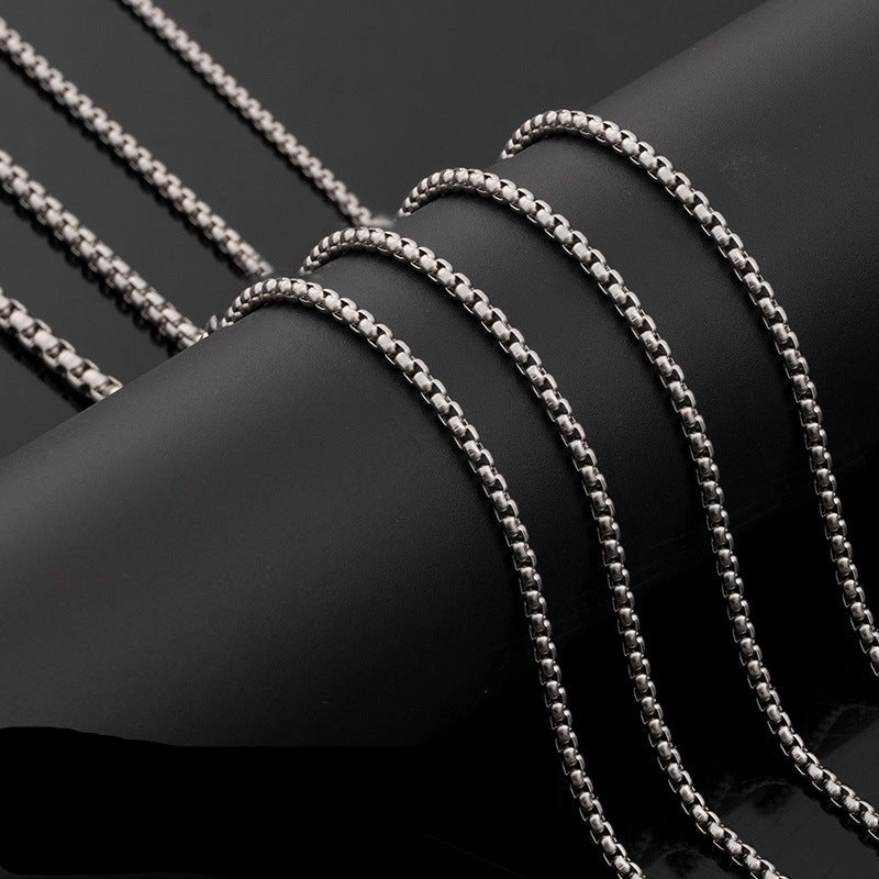 Wholesale 2.5mm stainless steel square pearl chain necklace
