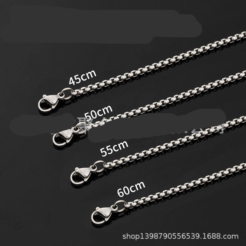 Wholesale 2.5mm stainless steel square pearl chain necklace