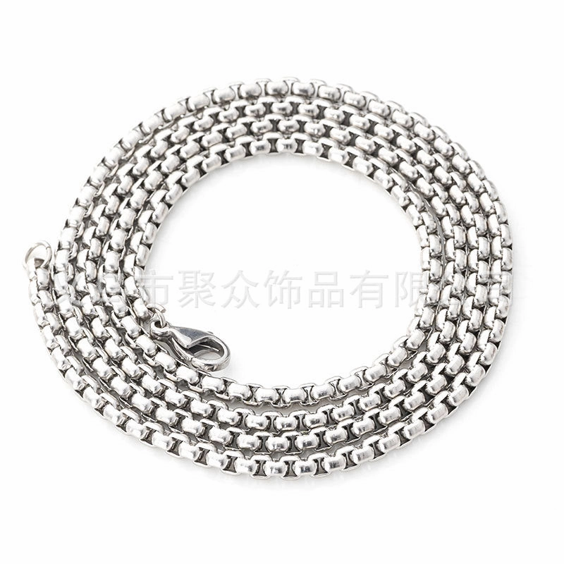 Wholesale 2.5mm stainless steel square pearl chain necklace