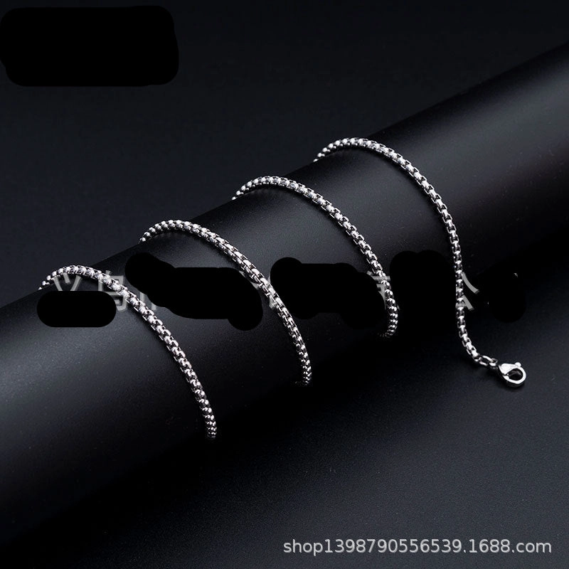 Wholesale 2.5mm stainless steel square pearl chain necklace