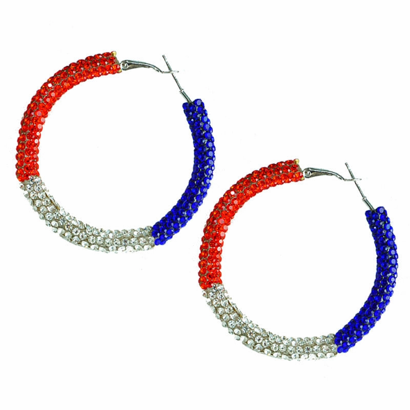 Wholesale 2pcs Independence Day Earrings Flash Diamond Color Matching Rhinestones Simple Earrings