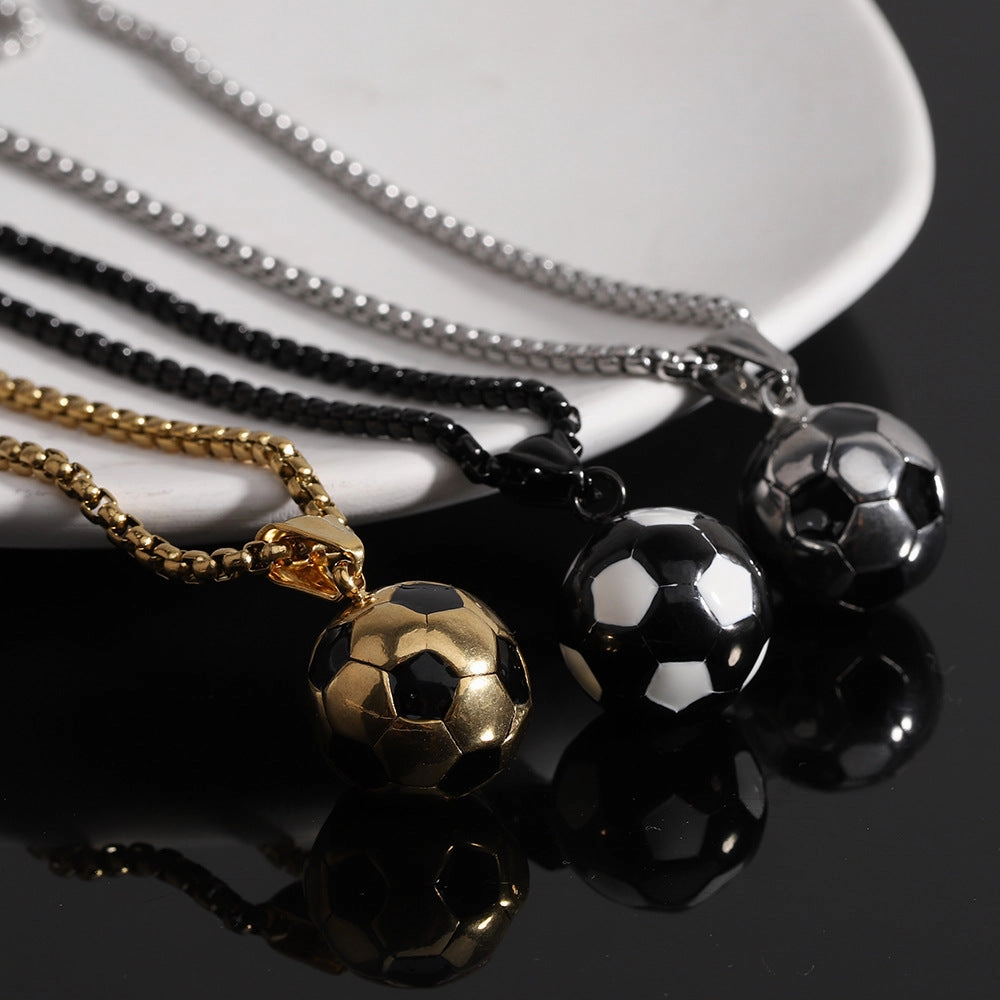 Wholesale 304 Titanium Steel Football Creative Necklaces