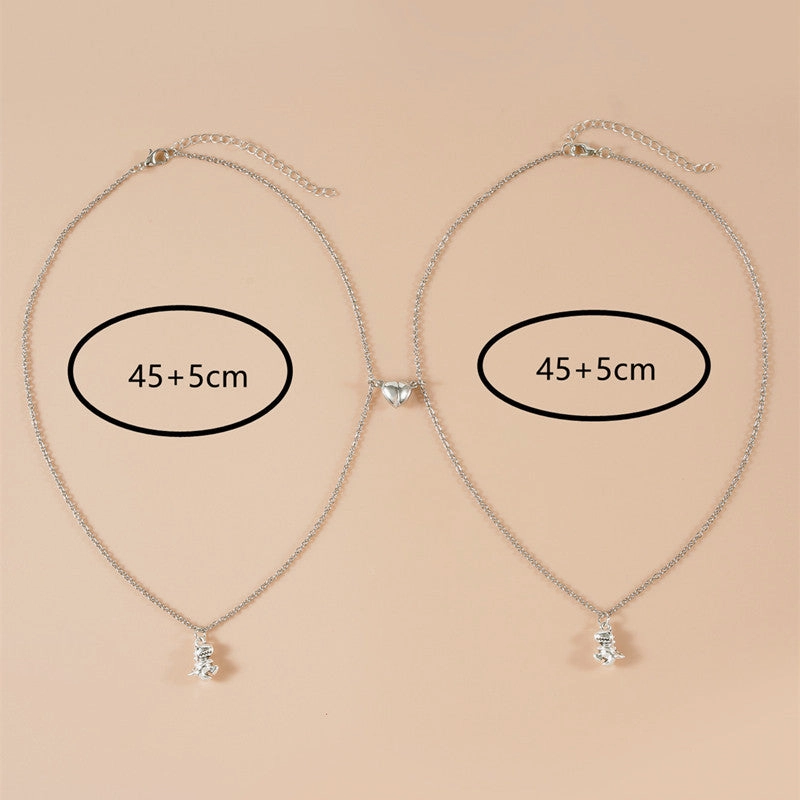 Wholesale 3D Dinosaur Heart Alloy Necklaces Set