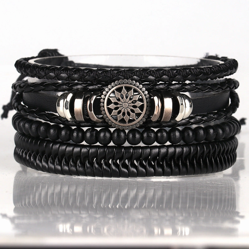 Wholesale 3PCS Hand Woven Hand Cowhide Bracelet