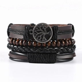 Wholesale 3PCS Hand Woven Hand Cowhide Bracelet