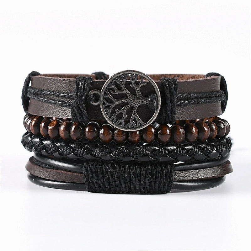 Wholesale 3PCS Hand Woven Hand Cowhide Bracelet