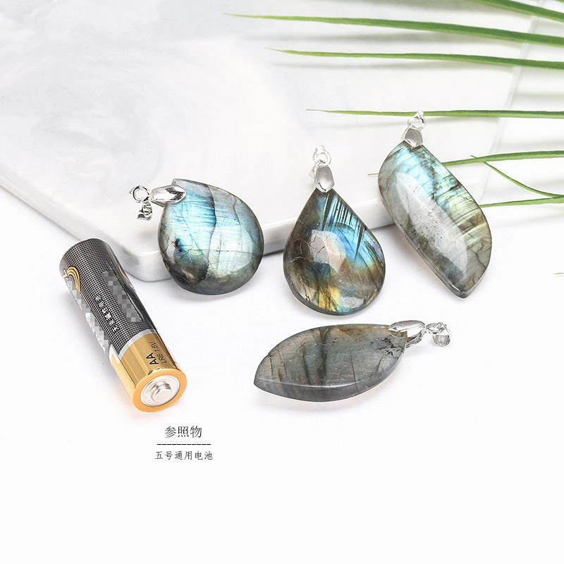 Wholesale 5pcs Glitter Stone Pendant Labradorite Necklaces