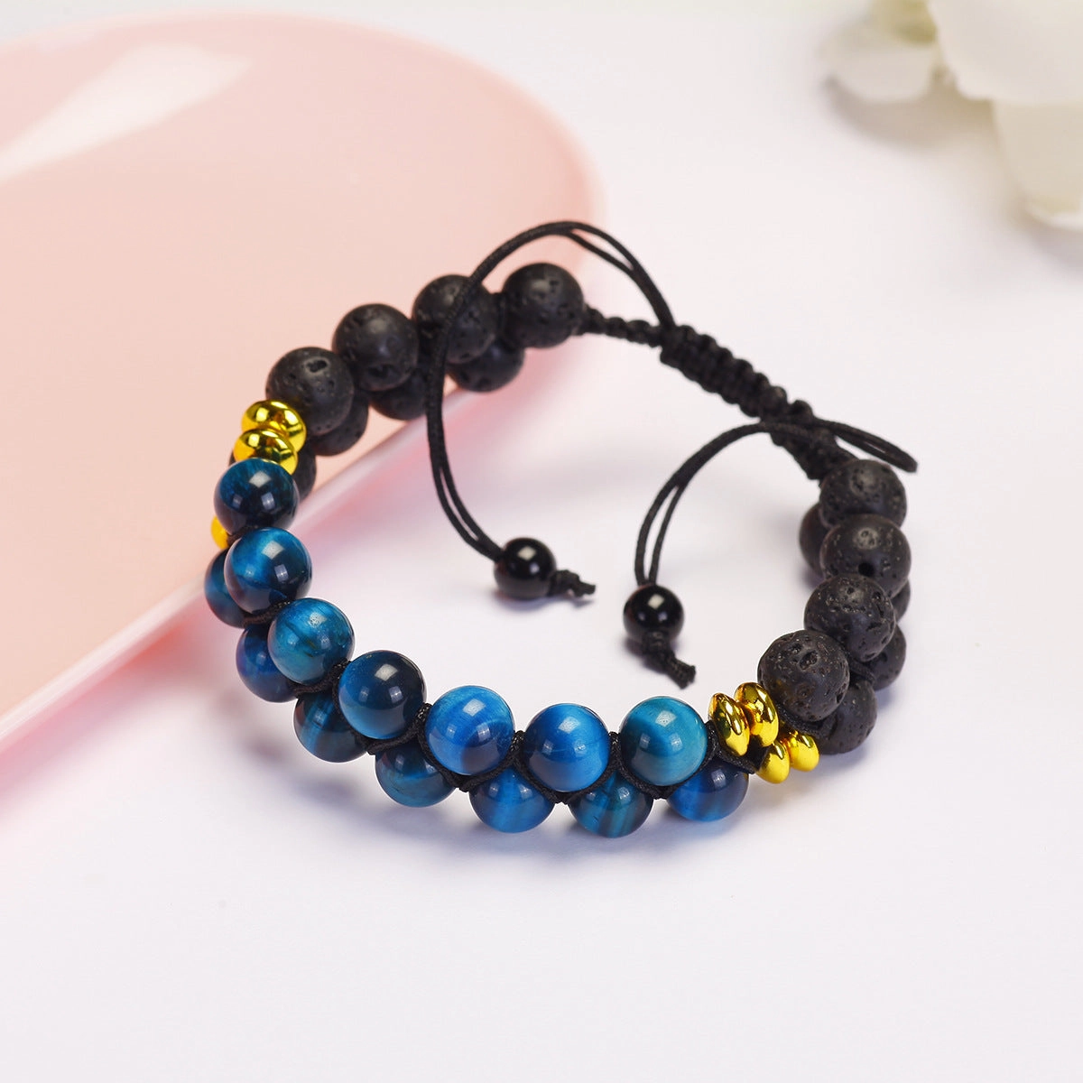 Wholesale 5PCS Natural Stone Double Layer Bracelet Tiger Eye Turquoise Woven Beaded Bracelets