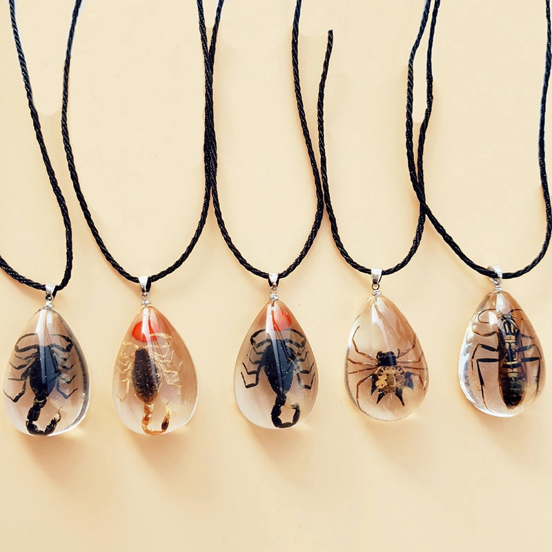 Wholesale 6pcs/pack Transparent Insect Resin Necklace