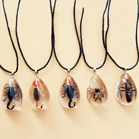 Wholesale 6pcs/pack Transparent Insect Resin Necklace