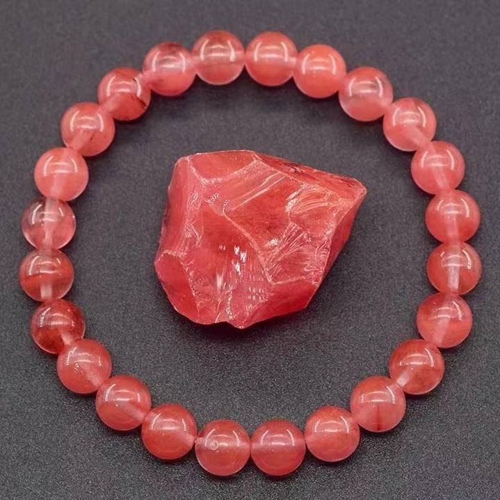 Wholesale 8mm rose natural stone tiger eye crystal elastic bead bracelet