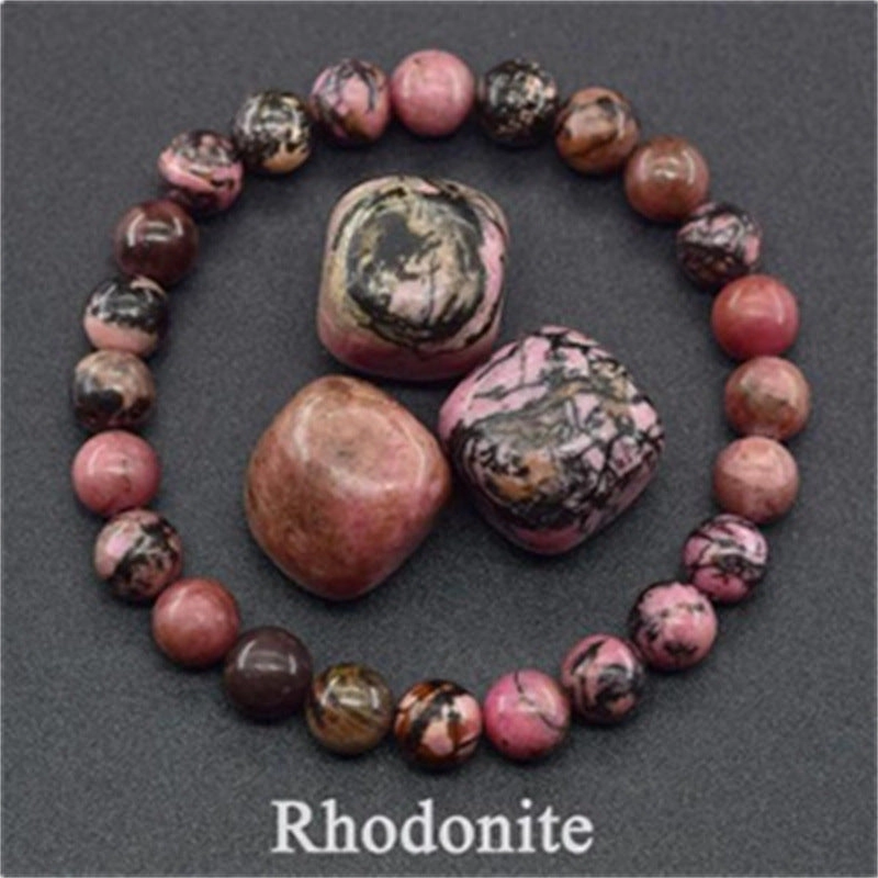 Wholesale 8mm rose natural stone tiger eye crystal elastic bead bracelet