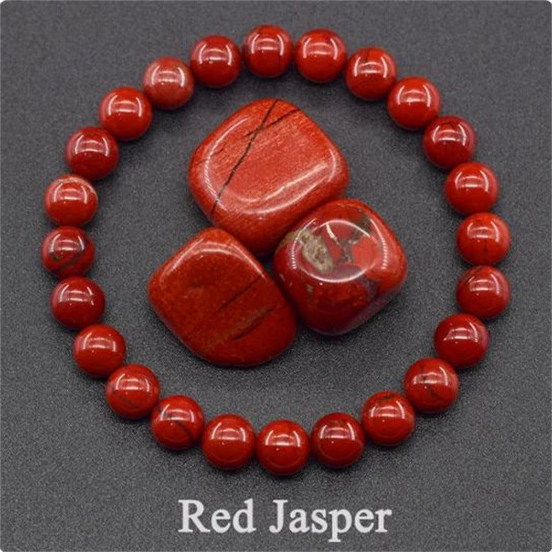 Wholesale 8mm rose natural stone tiger eye crystal elastic bead bracelet