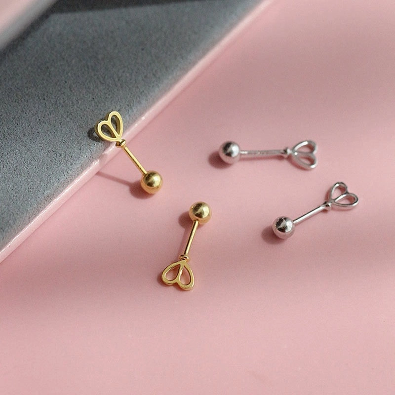 Wholesale 925 Silver Heart-shaped Screws Earrings