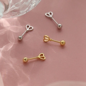 Wholesale 925 Silver Heart-shaped Screws Earrings