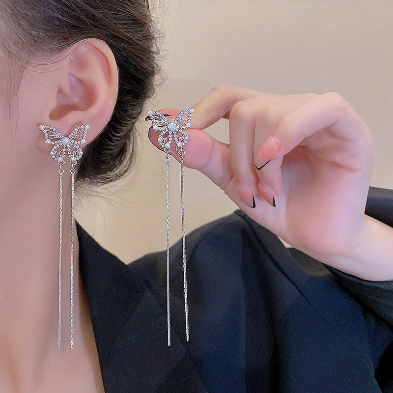 Wholesale 925 Silver Needle Butterfly Alloy Earrings