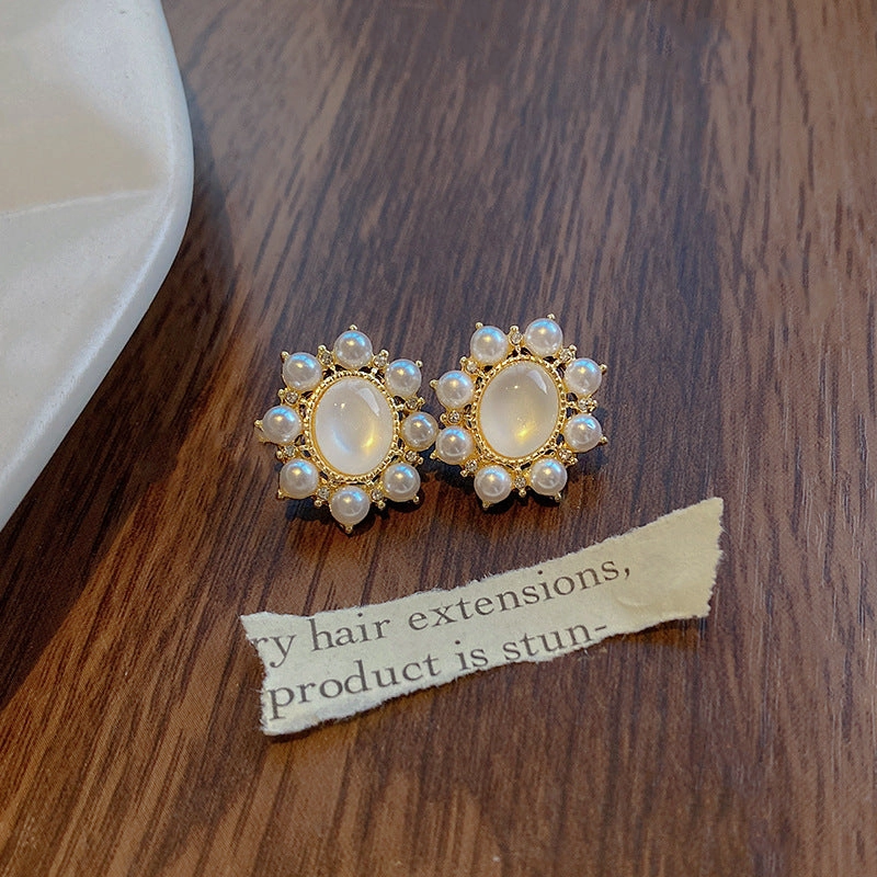 Wholesale 925 silver needle pearl vintage earrings